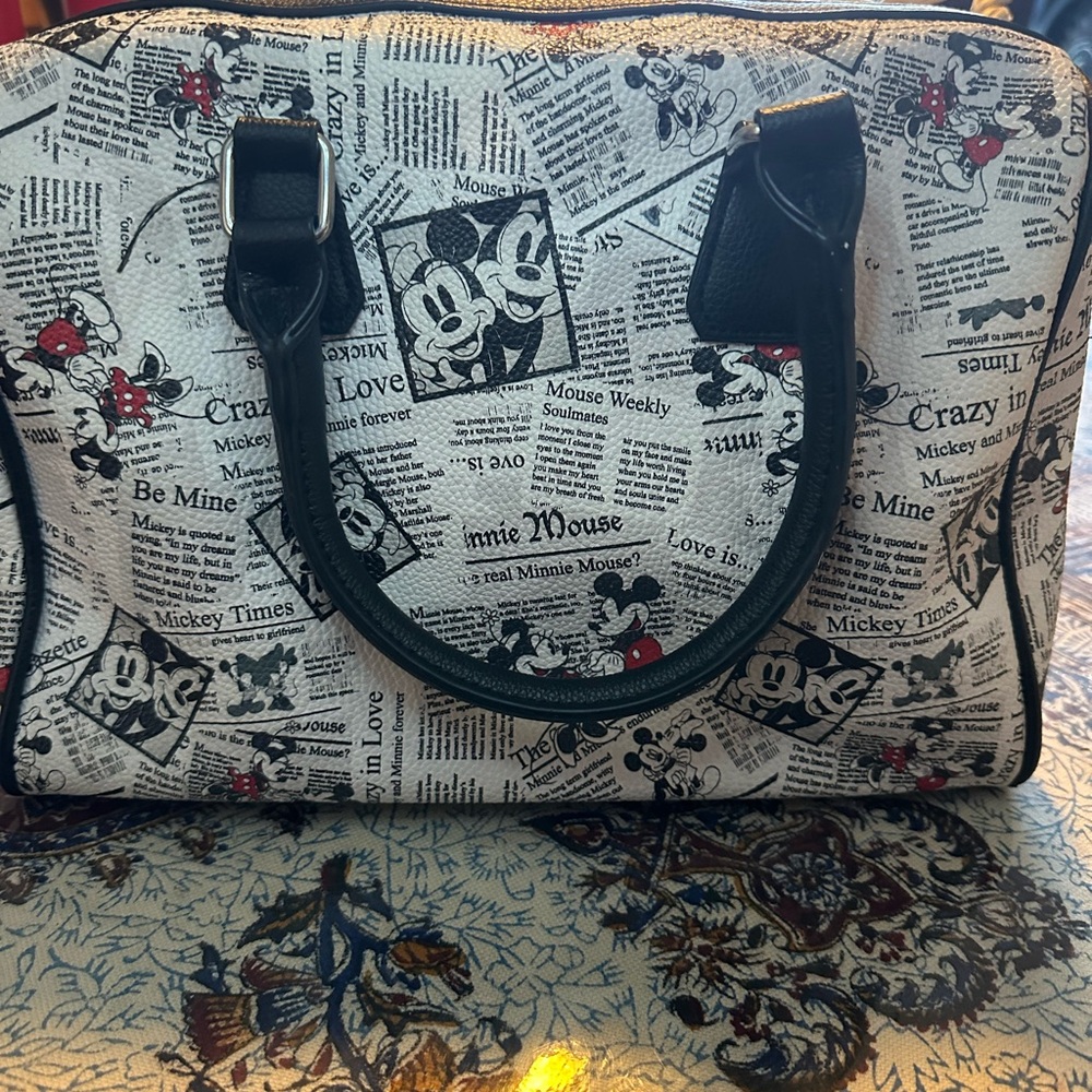 Disney Newspaper Print Crossbody Bag with Mickey Mouse